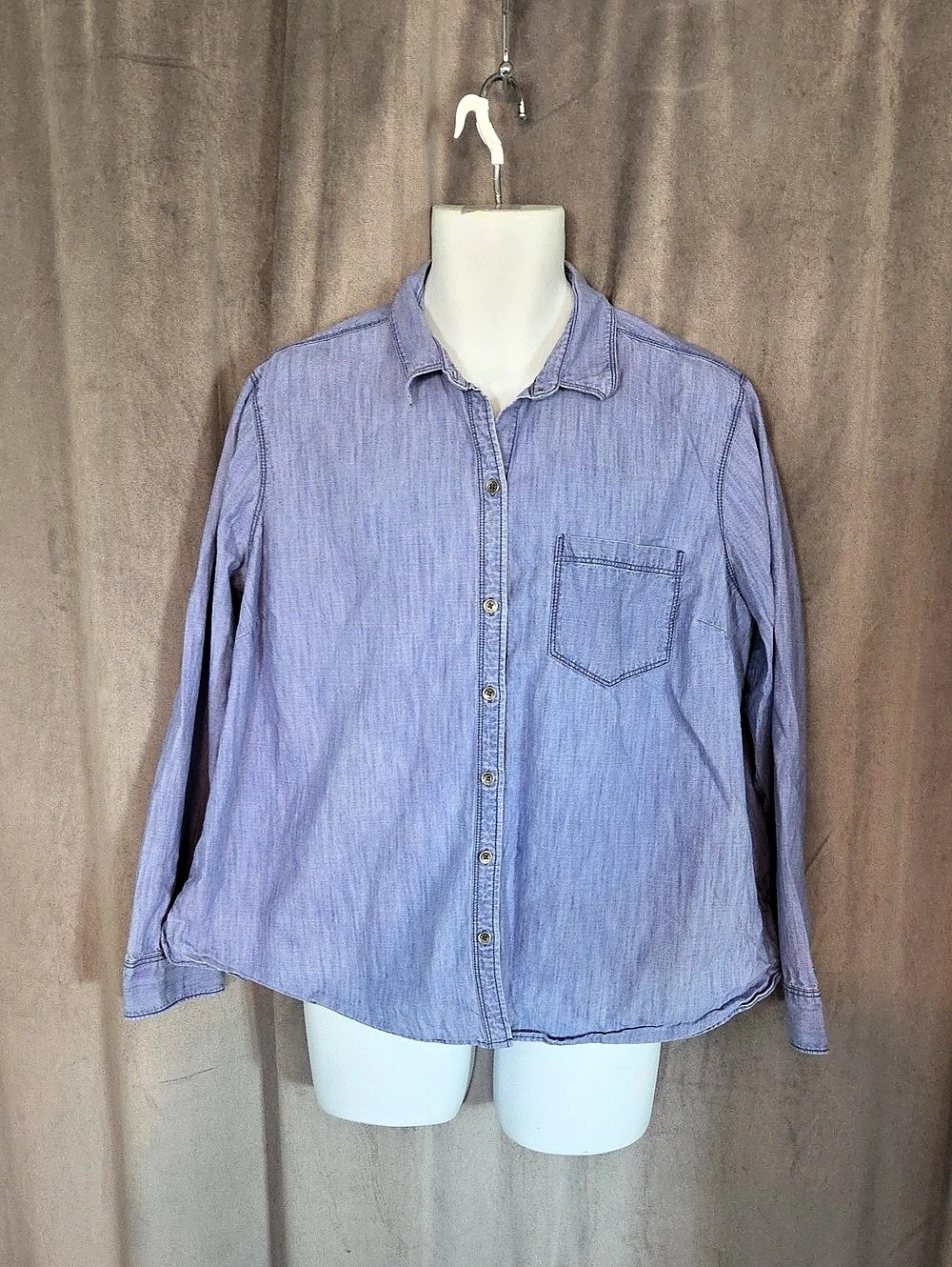 Old Navy The Classic Shirt Cotton Button Down Shirt Blue XXL